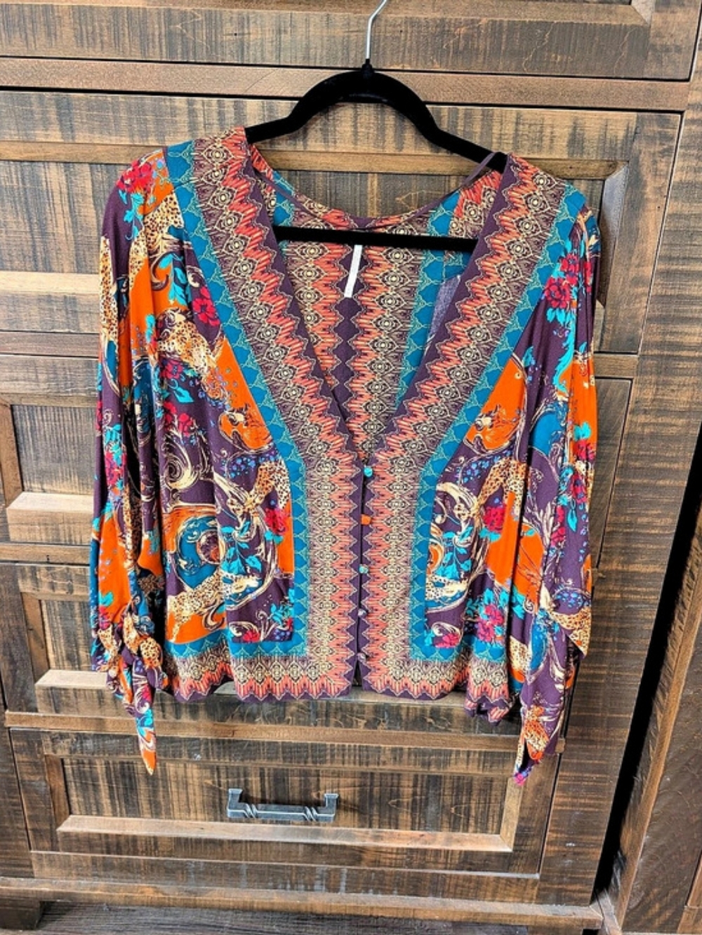 Free People Melrose Printed Button Down Top Multicolor Blouse